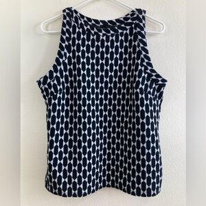Ann Taylor Black & White Geometric Sleeveless Knit Tank Size L